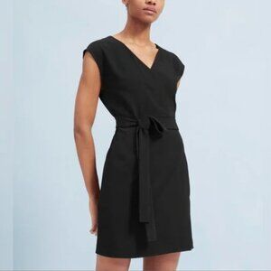 Everlane Size 10 Black Short-Sleeve Mini Wrap Dress